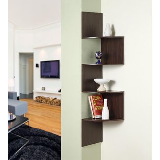 4D Concepts Hanging Corner Bookshelf In Espresso