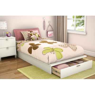 White Queen Platform Bed With Drawers
