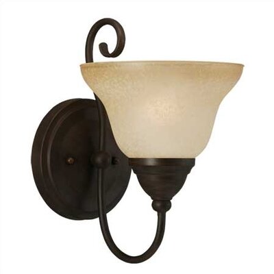 Toltec Lighting Olde Iron Wall Sconce with Amber Marble Glass ...