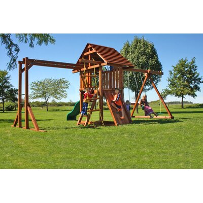 Swing Sets  Toddlers on Kids Creations Redwood Circus 4 Swing Set