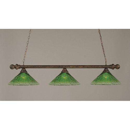   Round Bar Pendant with Round Ends and Kiwi Green Crystal Glass Shade