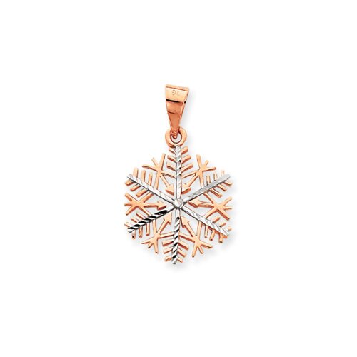 Jewelryweb 14k Rose gold and Rhodium Snowflake Pendant   QTP104314NC