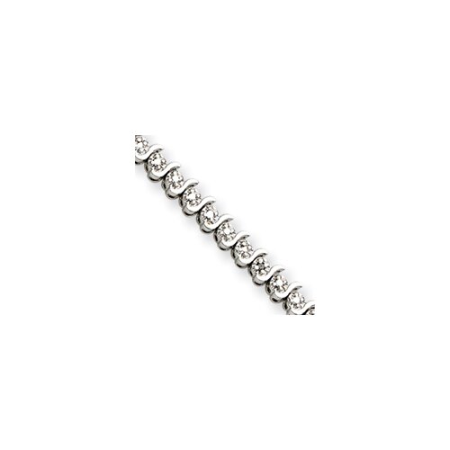 Jewelryweb Sterling Silver Diamond S Bracelet   Box Clasp