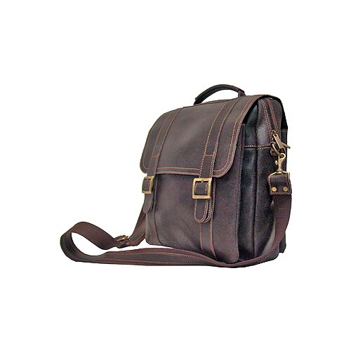 David King Vertical Porthole Laptop Briefcase in Distressed Leather